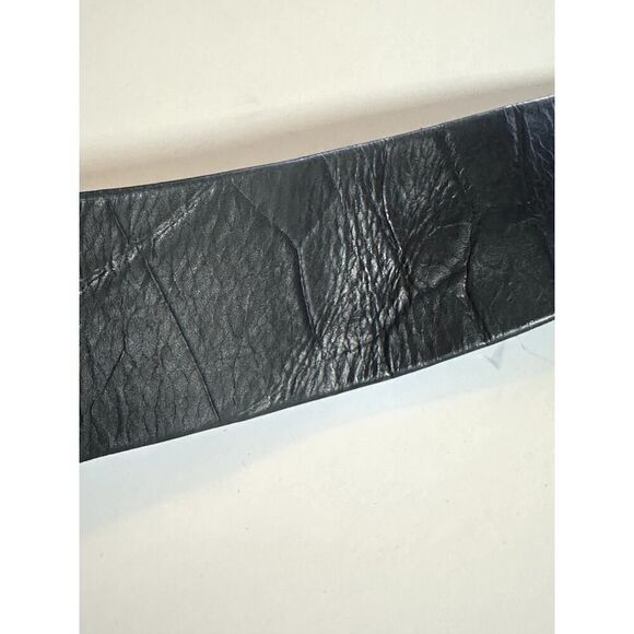 LEATHEROCK Women's 90s Vintage Retro Textured Leather Wide Belt Brown Size 40 - Picture 6 of 9